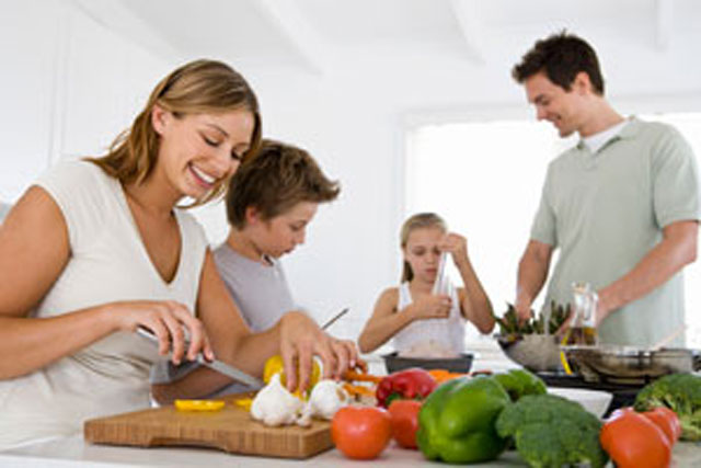 Family preparing food