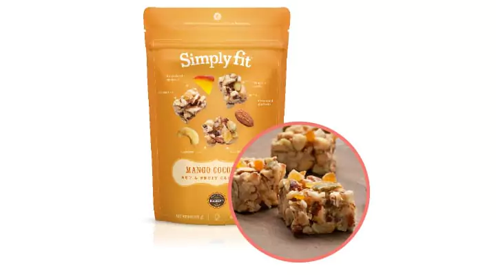 simply fit mango coconut nut and fruit clusters