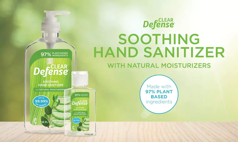 clear defense soothing hand sanitizer