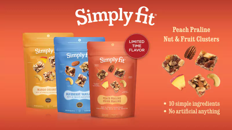 simply fit - new limited time peach praline nut and fruit clusters