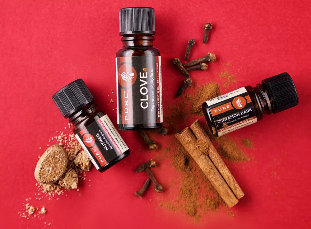 Nutmeg, Clove, and Cinnamon Bark Essential Oils from Melaleuca